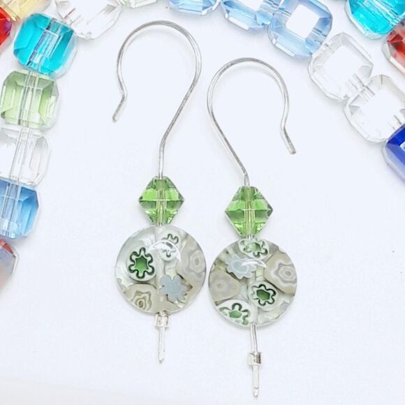 Artisan earrings  436# dangle earrings Millefiori earrings Murano earrings Glass - Picture 1 of 5